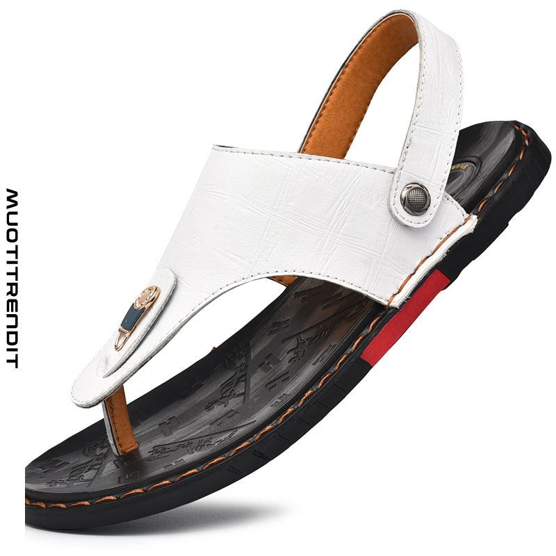 muodikkaat miesten sandaalit ja tossut kaksikäyttöiset kaksi-yhdessä-lehmännahkaiset vapaa-ajan kengät valkoiset