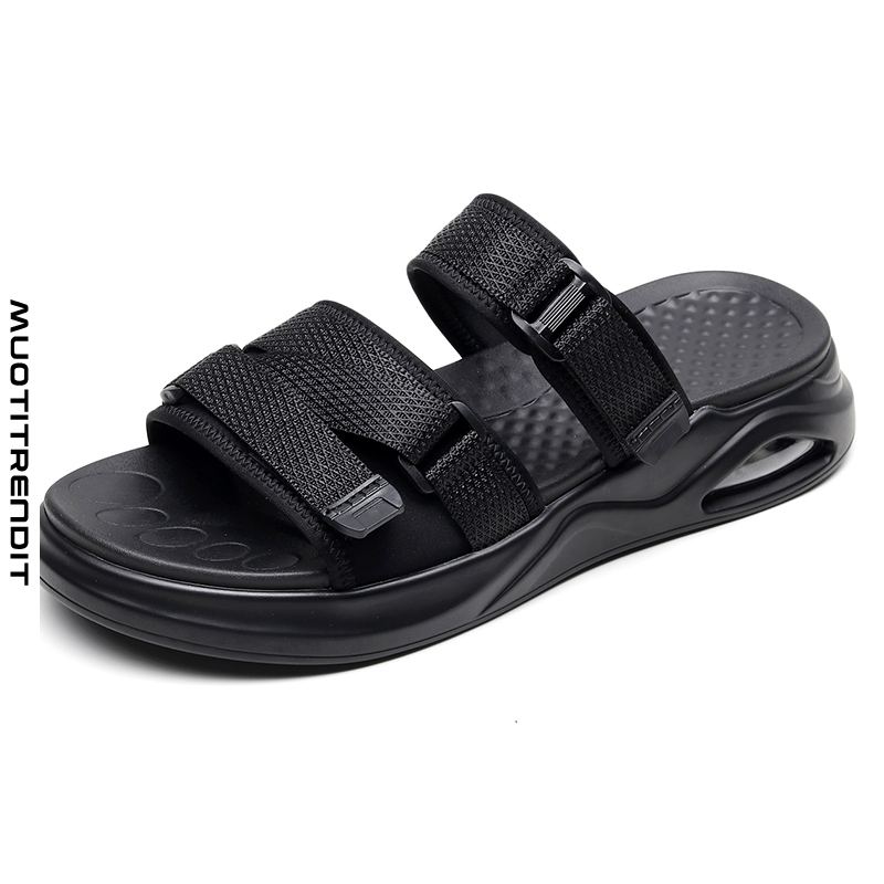 muodikkaat miesten tossut kesäpehmeä pohjainen hengittävä rantakenkätyyny sandaalit musta
