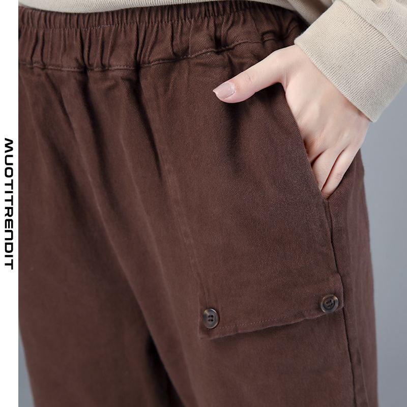 muoti- ja talvimuodin yksinkertaiset suorahihaiset naisten housut rento housut ruskeat