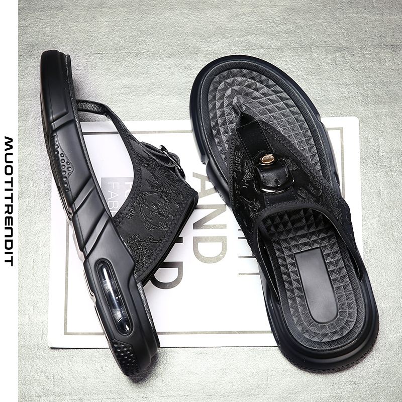 muoti miesten varvastossut ilmatyynyn ulkotaso rento sandaalit musta