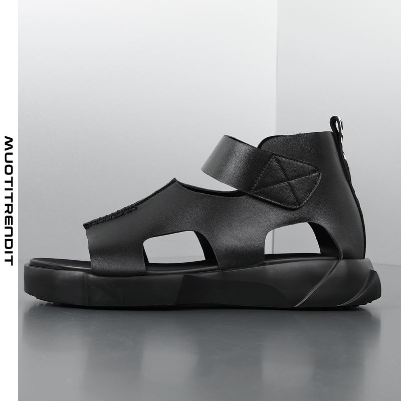 muoti nahka sandaalit miesten trendikesäpohjalliset roomalaiset kengät mustat