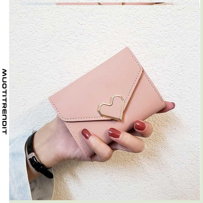 muoti naisten lompakko lyhyt kolme taitettavaa kolikkokorttikoteloa vaaleanpunainen