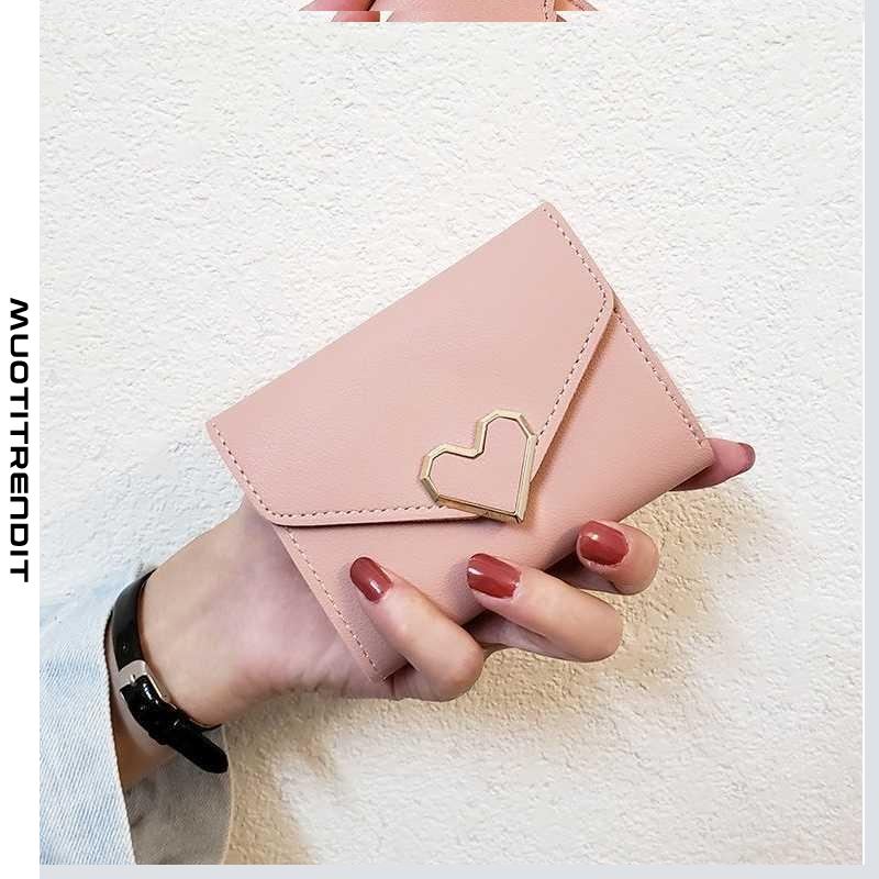muoti naisten lompakko lyhyt kolme taitettavaa kolikkokorttikoteloa vaaleanpunainen
