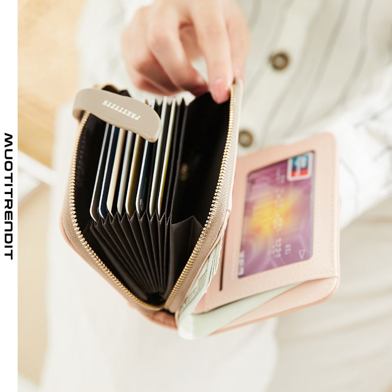 muoti naisten lompakko painettu lyhyt taitettava suurikapasiteettinen korttikotelo kaksi-yhdessä-sininen