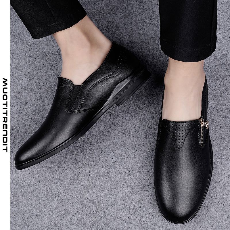 nahkaiset miesten muodolliset kengät rento kenkä vetoketju mukava ajo ja musta