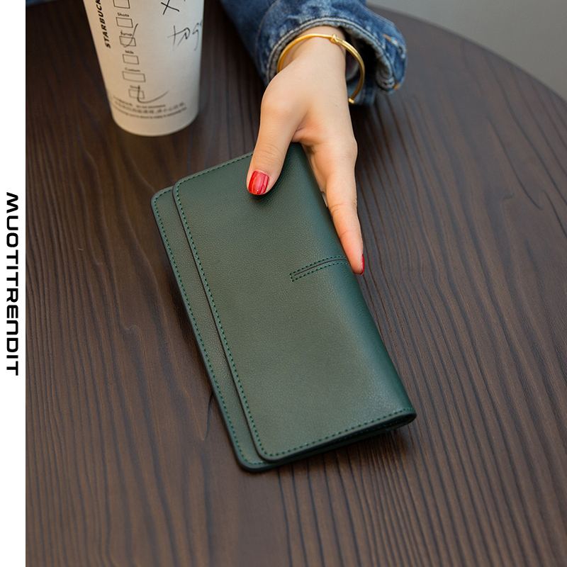 naisten kytkinlaukku yksinkertainen pitkä lompakko pehmeä nahkainen lompakko vihreä