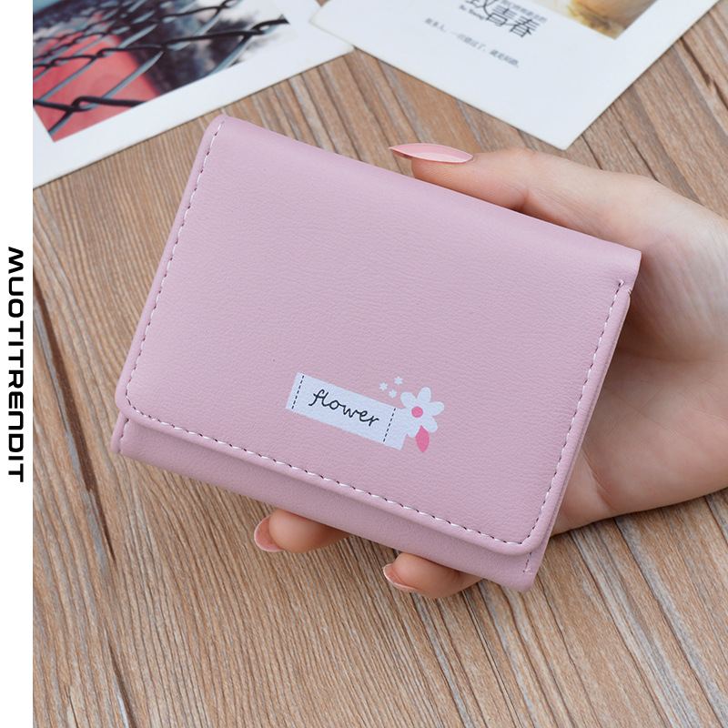 naisten lompakon lyhyt lompakko monikäyttöinen kolminkertainen lompakko vaaleanpunainen