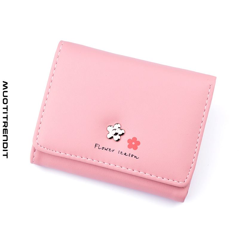 naisten lompakon tyttöopiskelijoiden lyhyt kolminkertainen lompakkokukka monitoiminen lompakko vaaleanpunainen