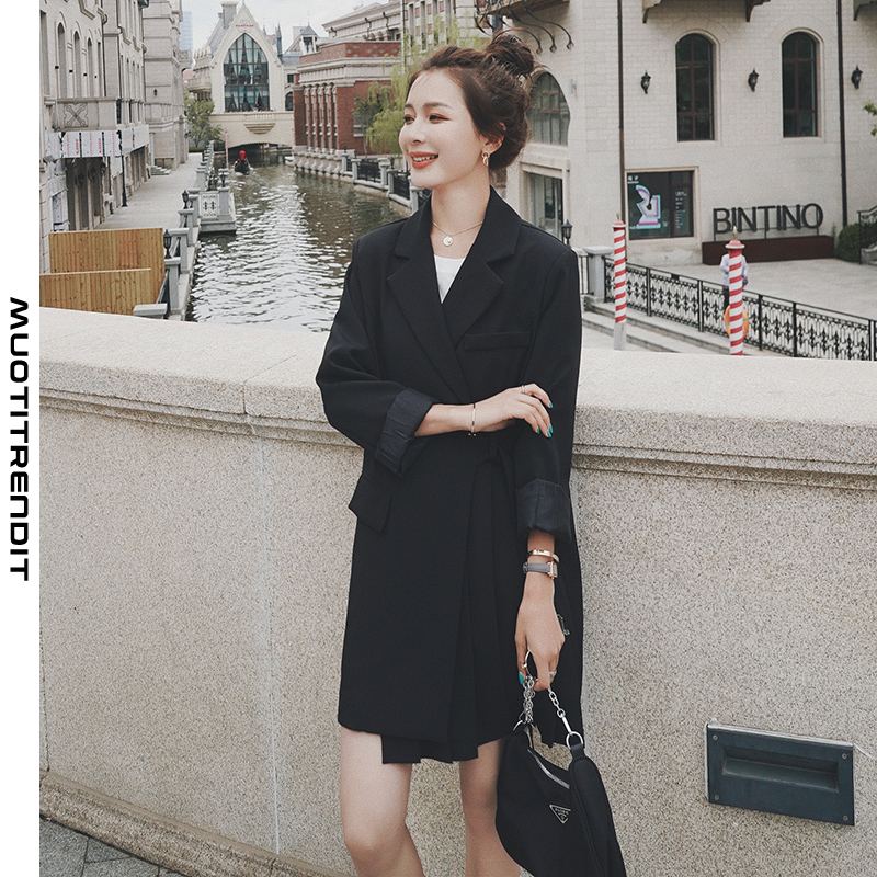 naisten puku takki hame suunnittelu tyylikäs ja tyylikäs musta