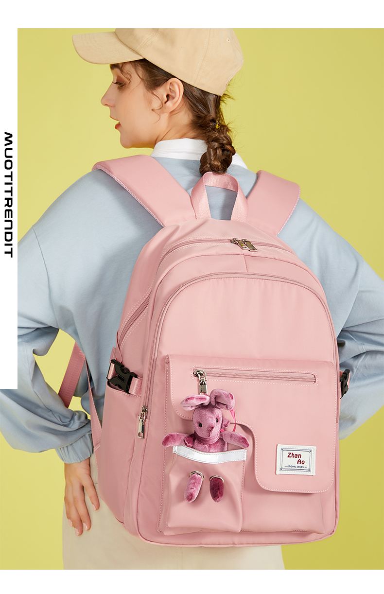 naisten reppu hieno koululaukku suuren kapasiteetin vapaa-ajanmatkatietokone musta