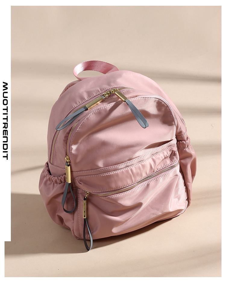 naisten reppu muodikas vedenkestävä nailon kangas koululaukku vaaleanpunainen