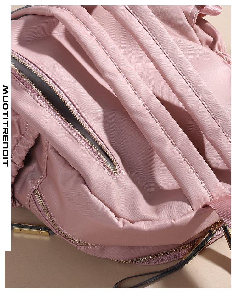 naisten reppu muodikas vedenkestävä nailon kangas koululaukku vaaleanpunainen