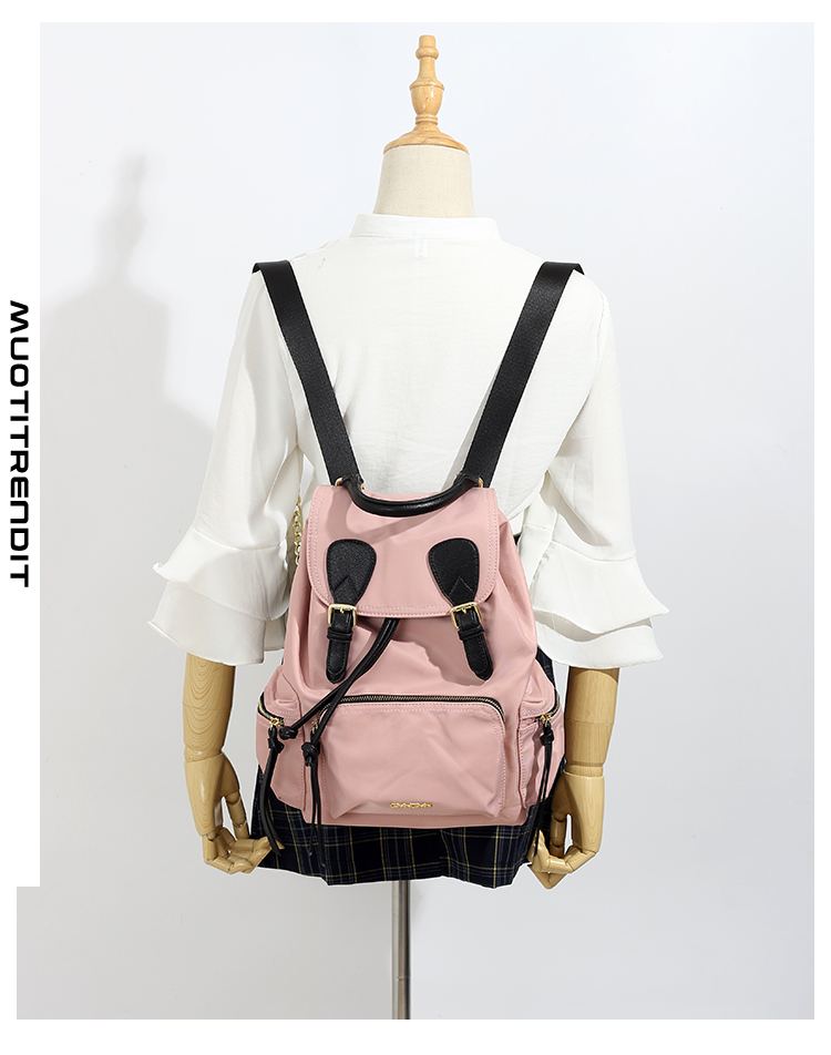 naisten reppu tyttö koululaukku vedenpitävä nailon kangas suuri kapasiteetti monikäyttöinen vaaleanpunainen