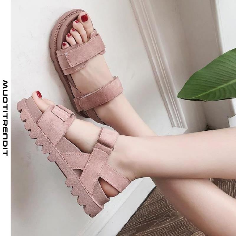 naisten sandaalit kypsä ja mukava kesällä paksupohjainen vaaleanpunainen