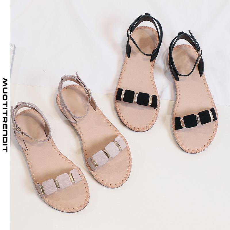 naisten sandaalit tasainen kesä yksinkertainen ja tyylikäs beige