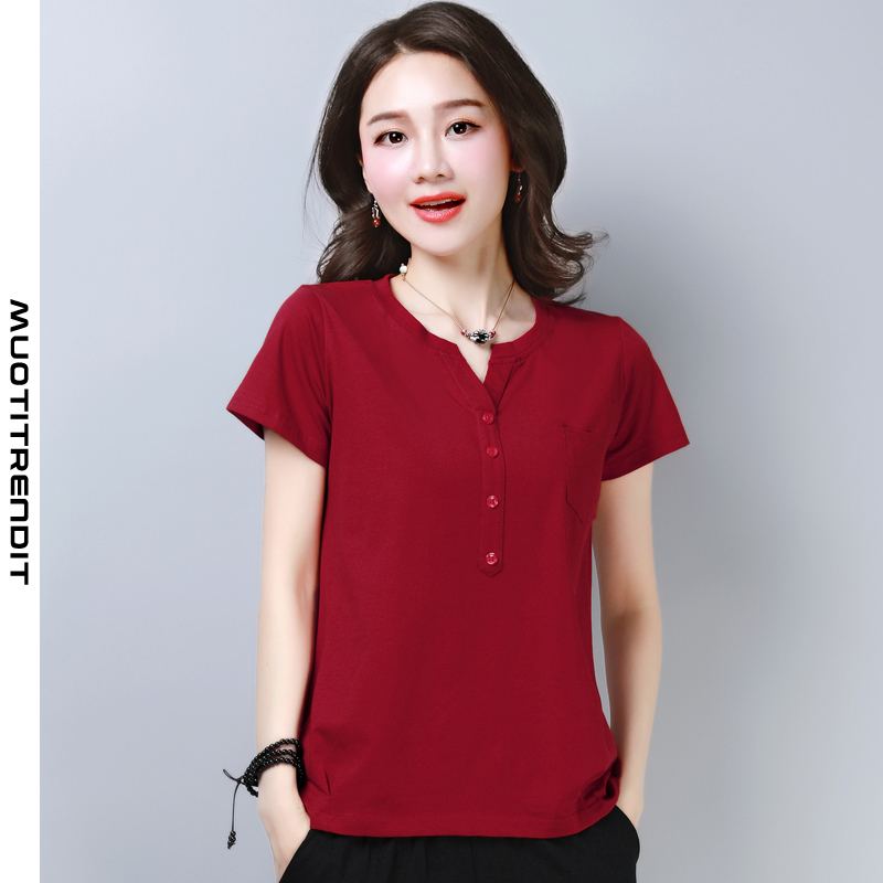 ohut lyhythihainen naisten t-paita trendikäs makea viininpunainen