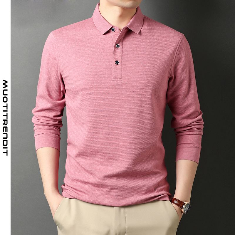 pitkähihainen t-paita miesten käänteinen polo-paita keski-ikäinen isä vaaleanpunainen