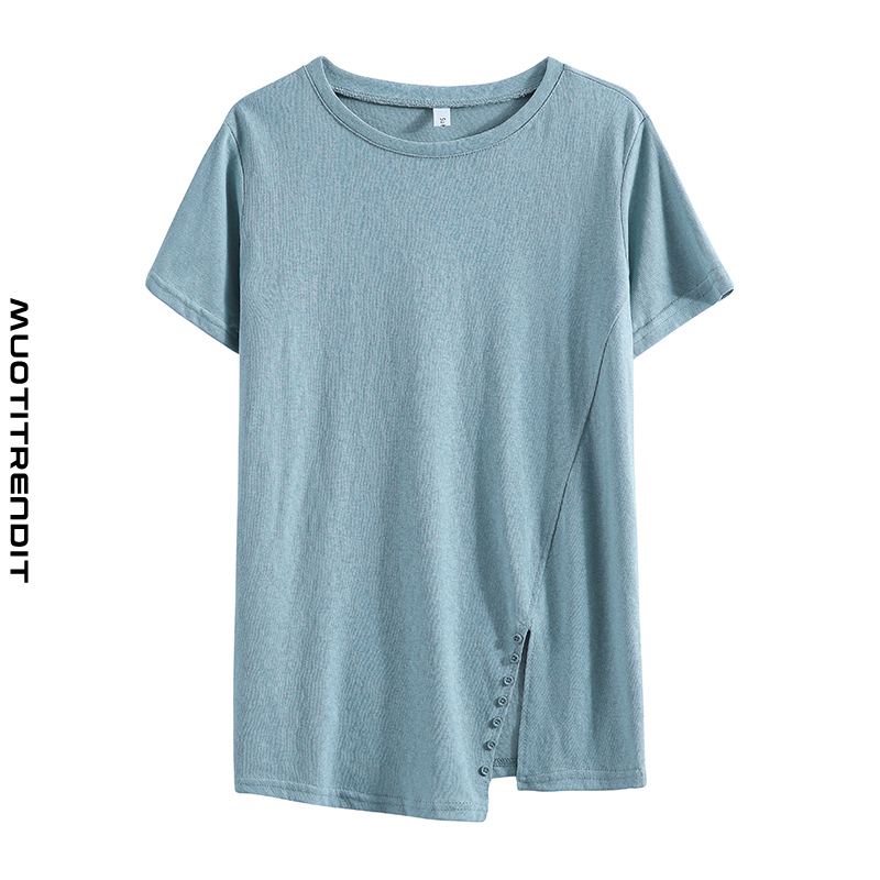 puhdas väri raikas ja muodikas naisten klassisen sininen t-paita