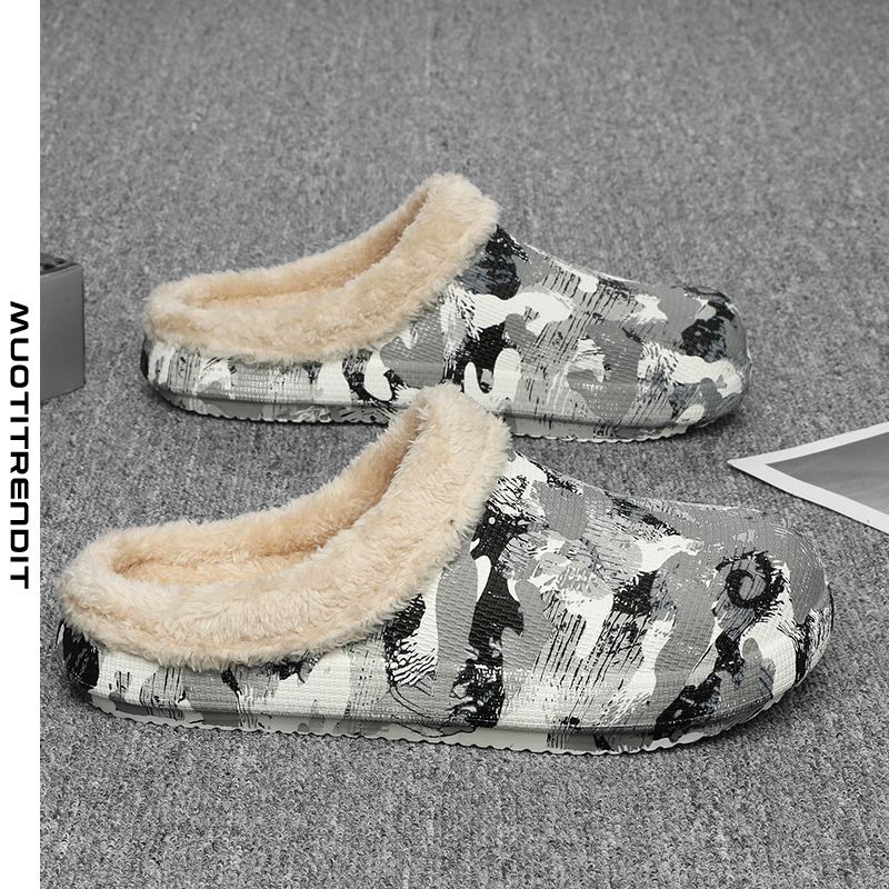 puuvillatossut miesten talvipohjallinen paksupohjainen luistamaton plus samettiset vapaa-ajan kengät beige
