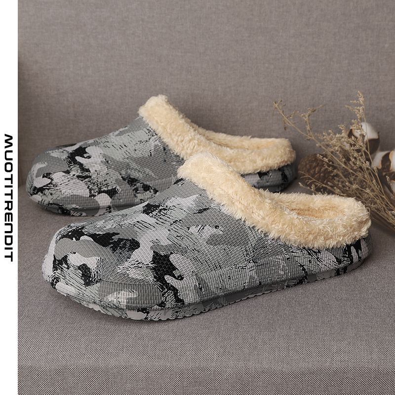 puuvillatossut miesten talvipohjallinen paksupohjainen luistamaton plus samettiset vapaa-ajan kengät beige