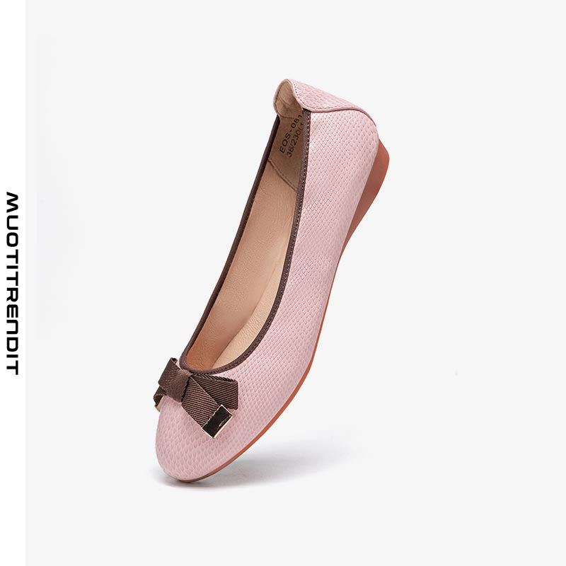 pyöreät varpaat litteät kengät naisten pehmeä pohjalenkki vaaleanpunainen