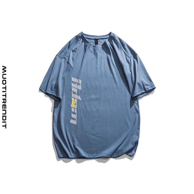 retro-painatus yksinkertainen miesten t-paita trendi sininen