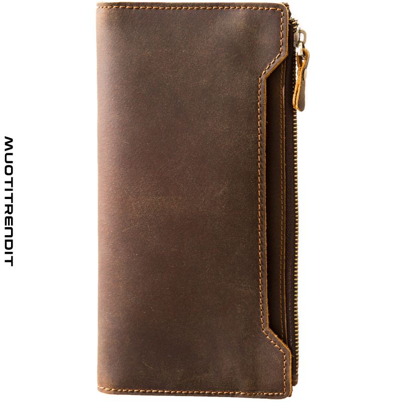 retro yksinkertainen miesten käsintehty lompakko kaksi taitettavaa solki-matkapuhelinlaukku ruskea