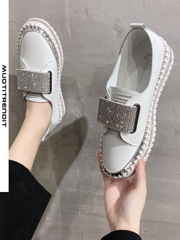 rhinestone velcro platform fashion matalat kengät naiset musta