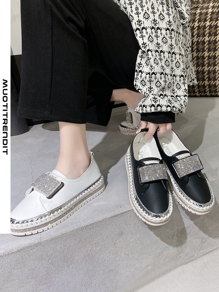 rhinestone velcro platform fashion matalat kengät naiset musta