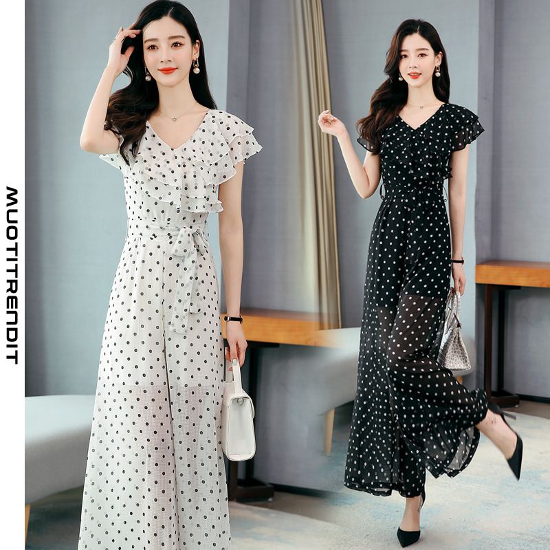 sexy women's jumpsuit fashion polka dot print white