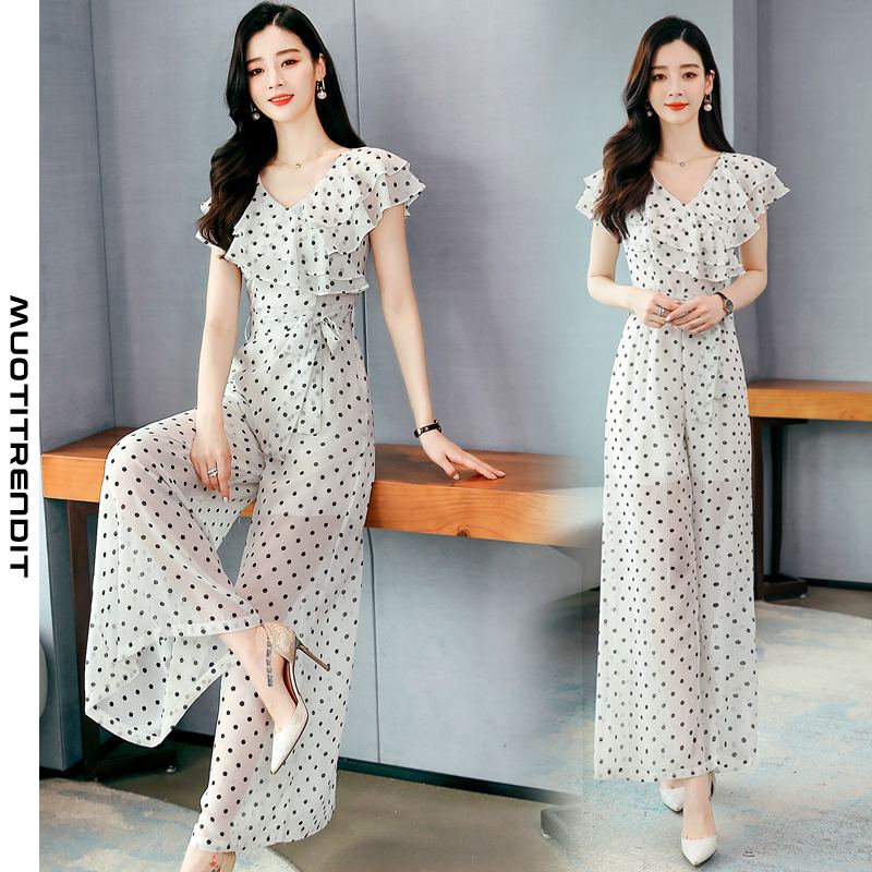 sexy women's jumpsuit fashion polka dot print white