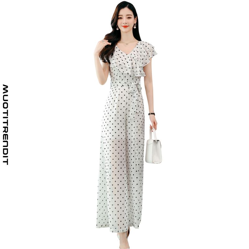 sexy women's jumpsuit fashion polka dot print white