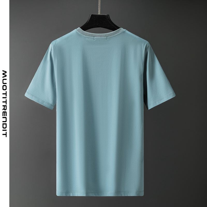 silkkipuuvillainen lyhythihainen miesten t-paita sininen