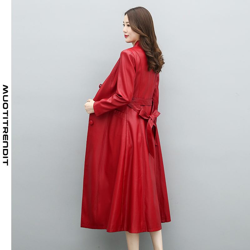 slim fit -takki plus koko polven yli ulottuva naisten takki jossa jalustan kaulus punainen