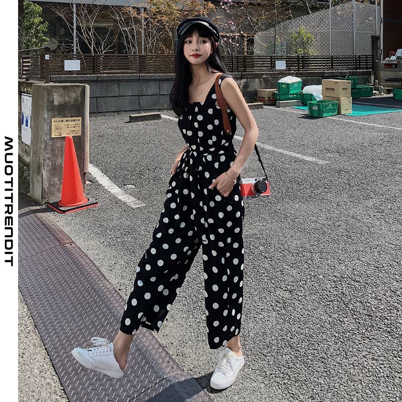 summer hihaton naisten jumpsuit polka dot personality black