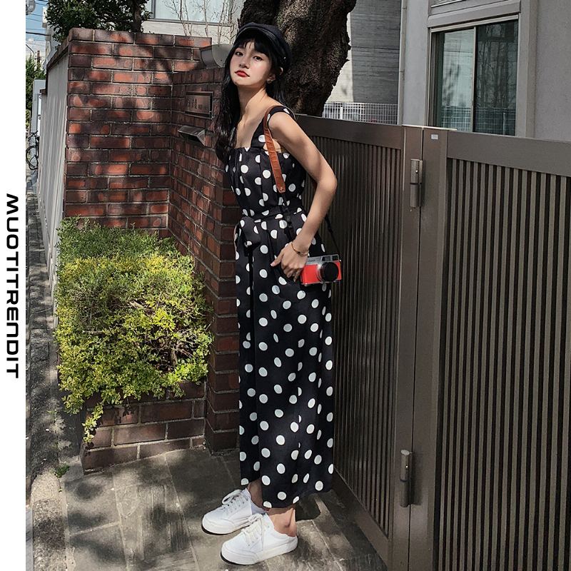 summer hihaton naisten jumpsuit polka dot personality black