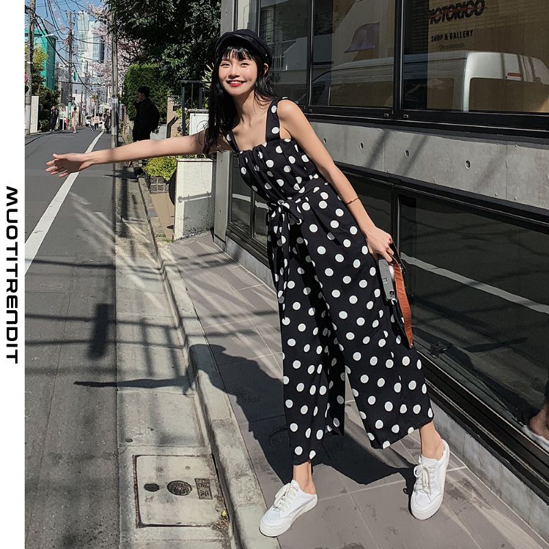 summer hihaton naisten jumpsuit polka dot personality black