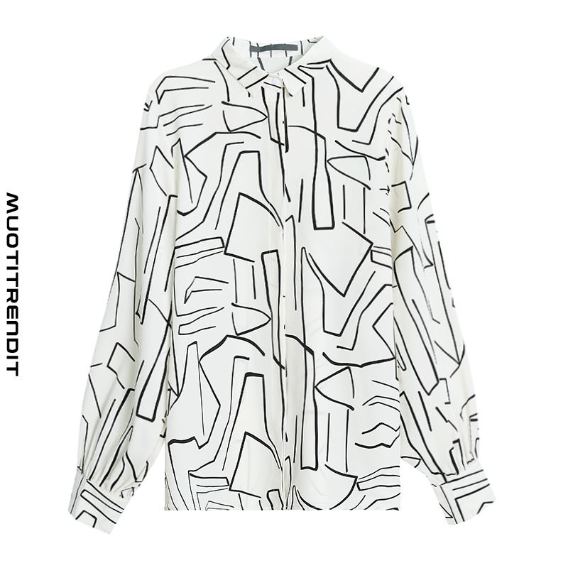 suunnittelija trendikäs mukava sifonki pusero pitkähihainen kesä syksyn valkoinen