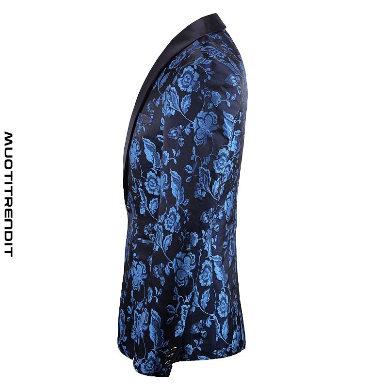 syksy ja talvi plus-kokoinen miesten puku takki kukka muoti tummansininen