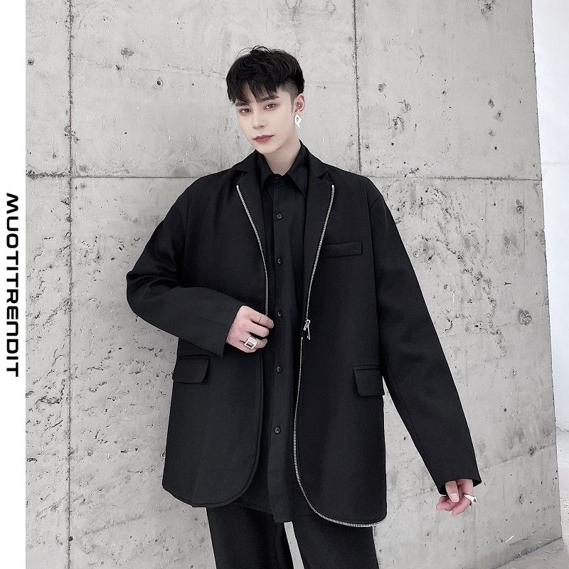 syksy- ja talvisuunnittelu miesten puku takki vetoketju musta ohut takki musta
