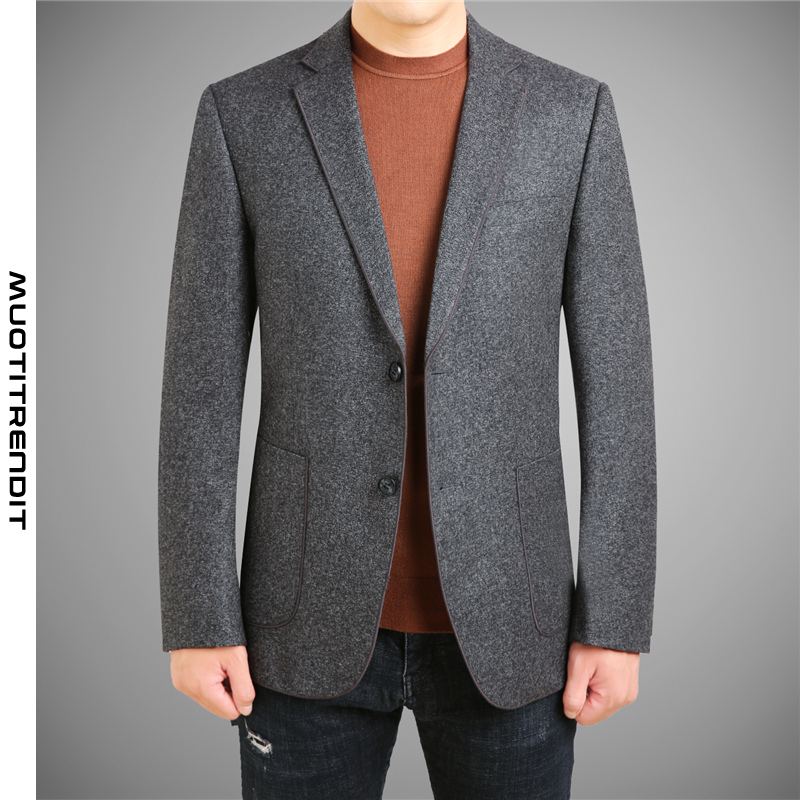 syksyinen ja talvinen miesten puku takki jossa yksi painike tyylikäs klassinen harmaa