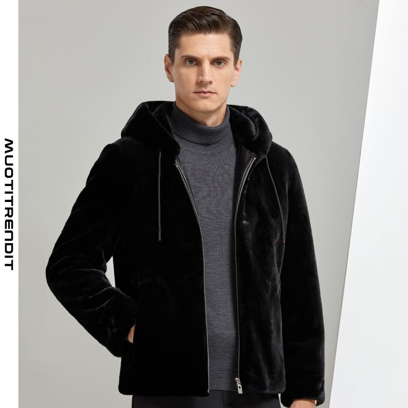 syksyn ja talven fleecetakki hupullinen takki rento paksu hupullinen musta