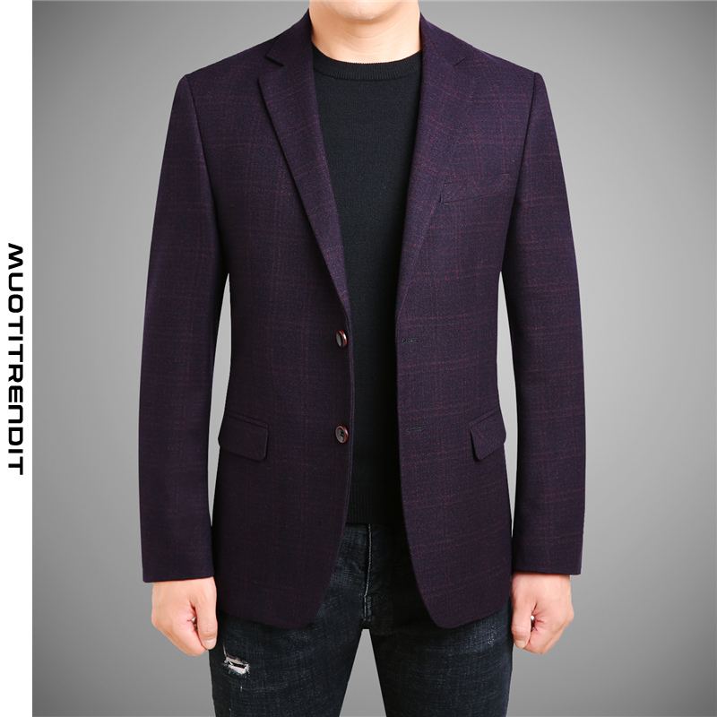 syksyn ja talven miesten miesten puku takki slim fit häätakki violetti