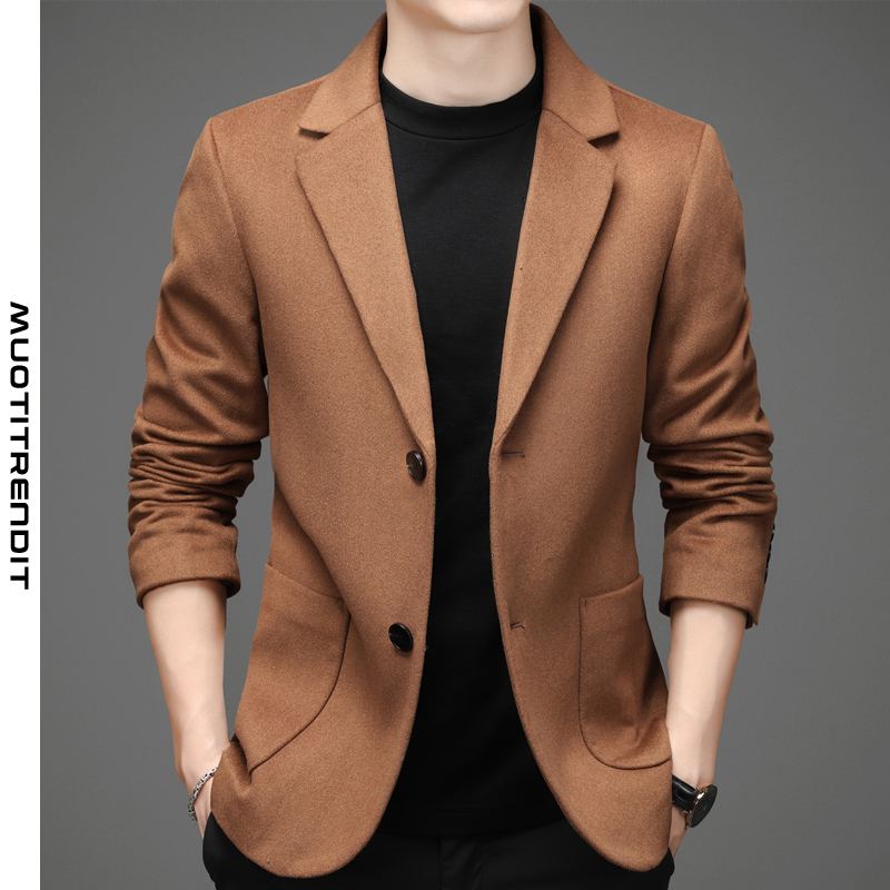 syksyn ja talven miesten puku takki villa korkealaatuinen mukava ruskea