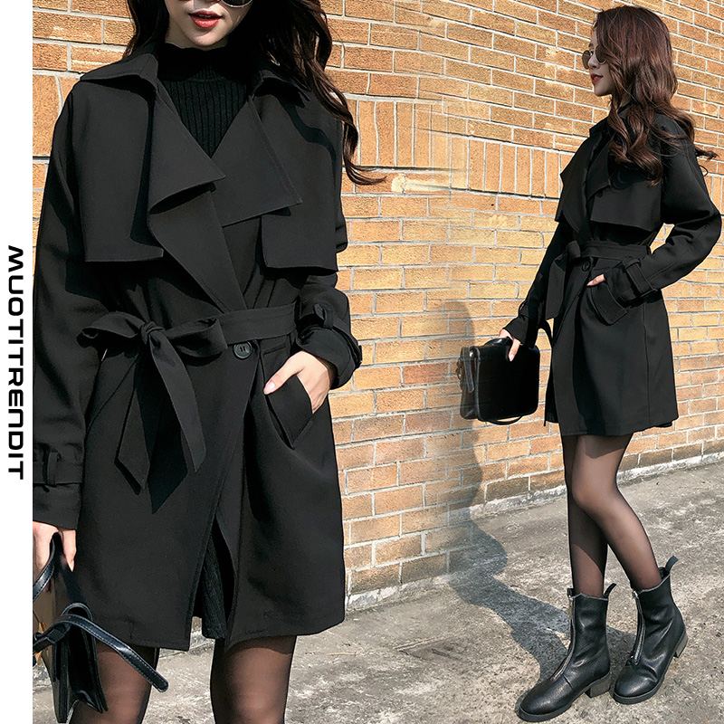 syksyn ja talven uusi käänne naisten tuulitakki tyylikäs pitkä takki musta