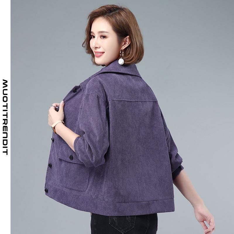 syksyn ja talven vakosametti-naisten takki lyhyt työmatkan violetti
