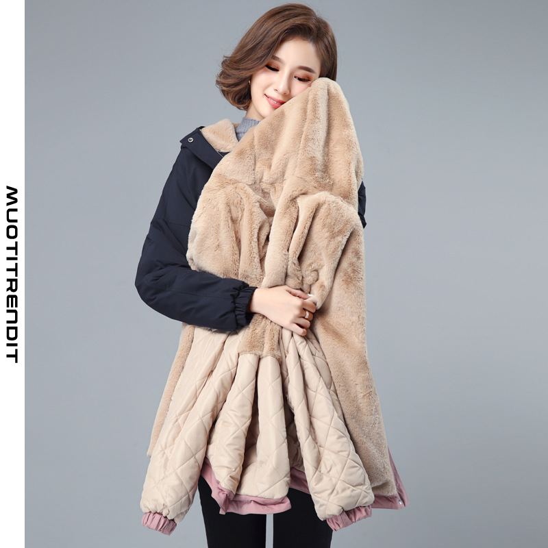 talven naisten pehmustettu takki ohut ja tyylikäs hupullinen vaaleanpunainen