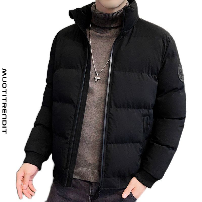 talvi seisova kaulus löysä miesten pehmustettu takki kylmäkestävä ohut takki harmaa
