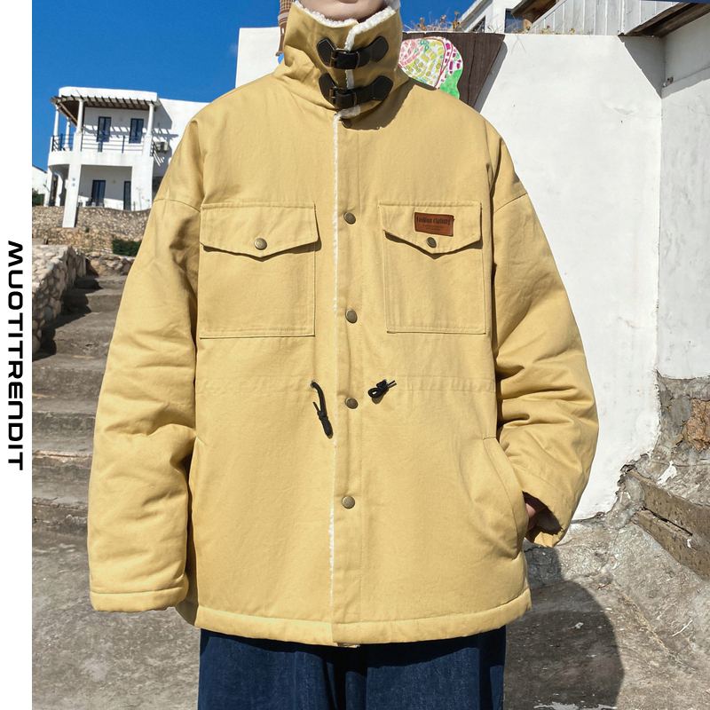 talvi yksivärinen kashmir-lampaanvillaa miesten pehmustettu takki joka pitää lämpimän elastisen vyötärön khakin