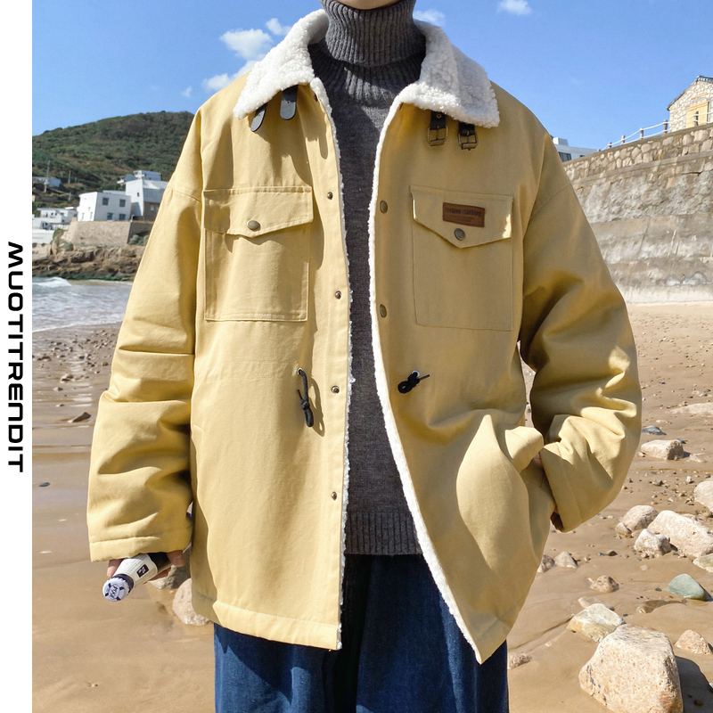 talvi yksivärinen kashmir-lampaanvillaa miesten pehmustettu takki joka pitää lämpimän elastisen vyötärön khakin